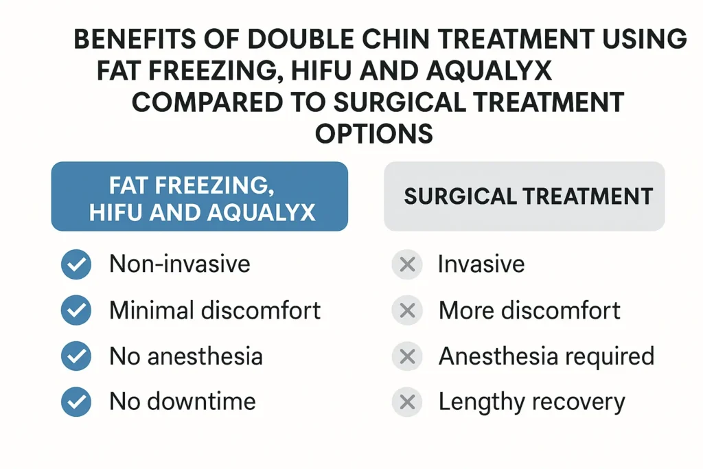 Graphic about the benefits of double chin treatment Norfolk - from LA LIPO