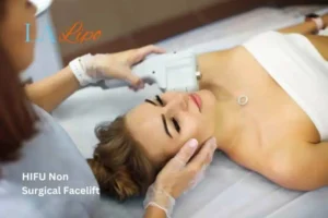 Woman having Hi-Fu to reduce wrinkles Norfolk.