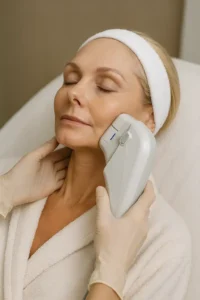 Woman receiving HIFU non surgical facelift treatment Norfolk