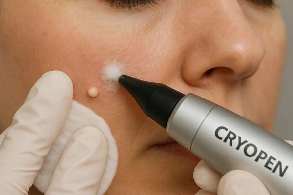 Woman receiving milia removal treatment Norfolk