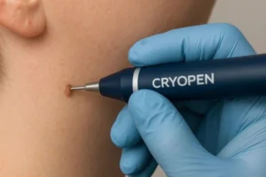 Person receiving skin tag removal Norfolk