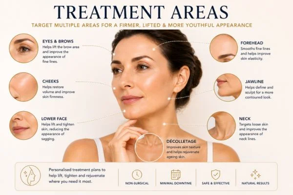 Areas of treatment for the ultimate lift tighten treatment Norfolk